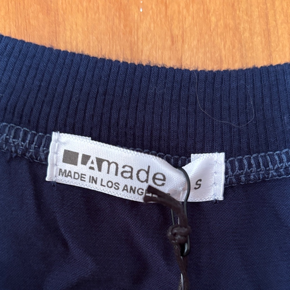 LA Made Navy V-Neck Short Sleeve Tee - Picture 3 of 3